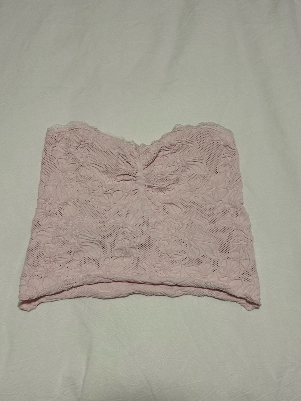 Tilly's Light Pink Lace Strapless Crop Top